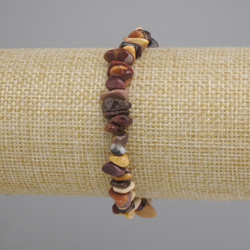 Mookaite Jasper Chip Bracelet, 6-10×2-5 mm, 18 cm length ± stretch