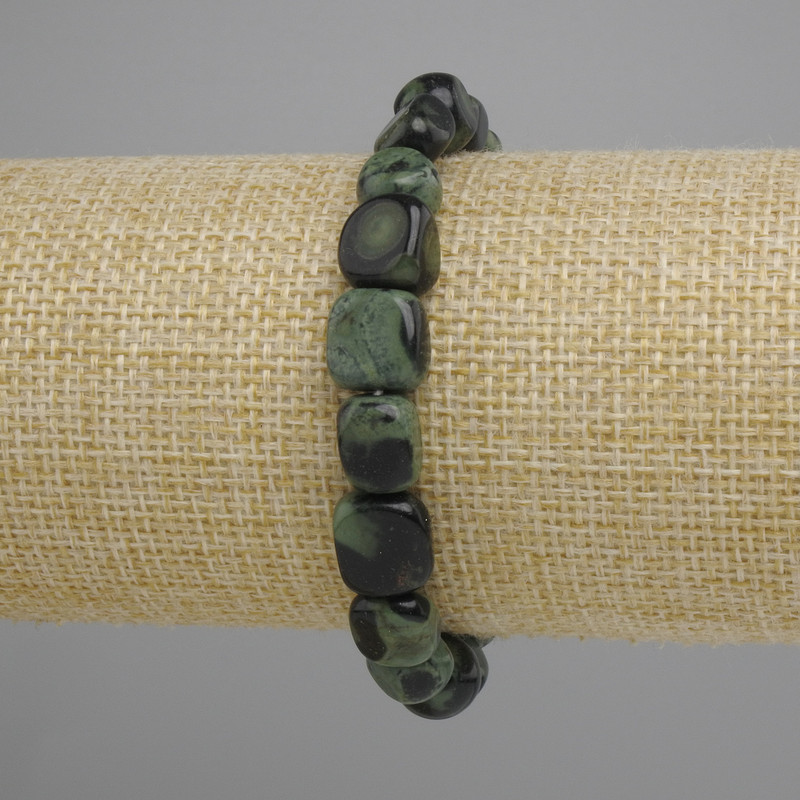 Ocean Jasper Bracelet, Tumbled Beads, Diameter 8–11×8–10 mm, Length 18 cm, Stretch