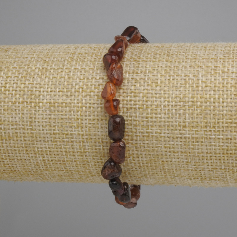 Bracelet with Hessonite Garnet, tumbled beads, diameter 7-10×5-6 mm, 5 mm±, length 18 cm ± stretch