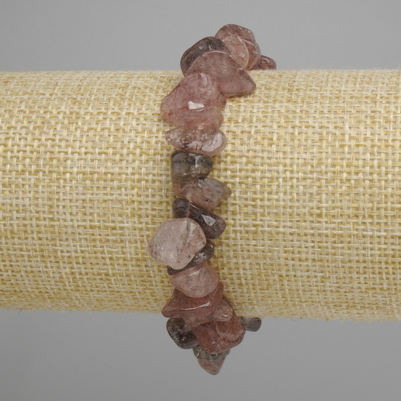 Bracelet Strawberry Quartz Chip, diameter 7-16×5-8 mm, 5 mm ±, length 18 cm ± stretch