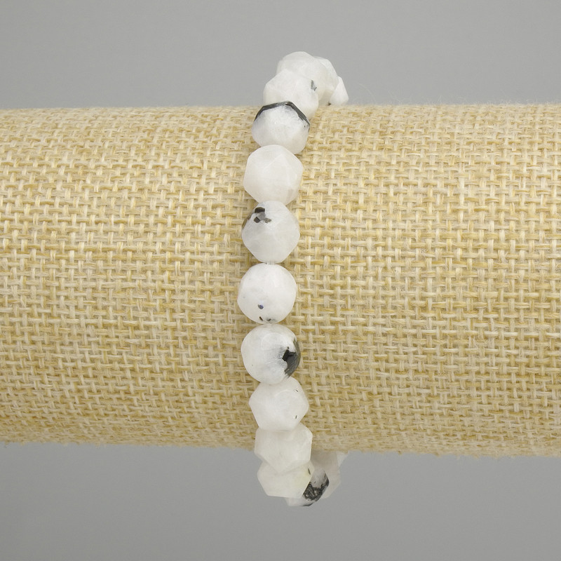 Adularia bracelet, faceted, diameter 9×8 mm, length 18 cm, stretch