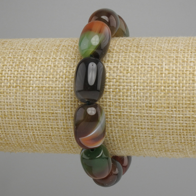 Bracelet Brazilian Agate Barrel Beads, diameter 13.5×10 mm, length 18 cm, stretch