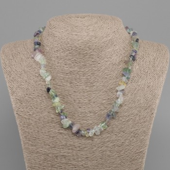 Fluorite chip necklace, 5–12×3–5 mm, length 45 cm with 5 cm extender chain