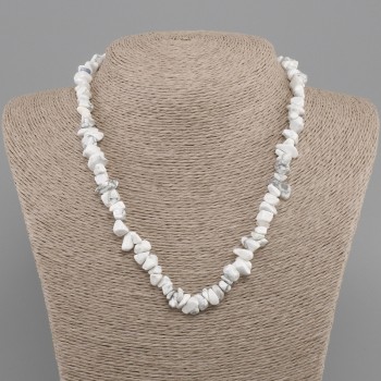 Cacholong Granule Necklace, diameter 6–10×2–7 mm ±, length 45 cm + 5 cm extender chain