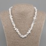 Cacholong Granule Necklace, diameter 6–10×2–7 mm ±, length 45 cm + 5 cm extender chain