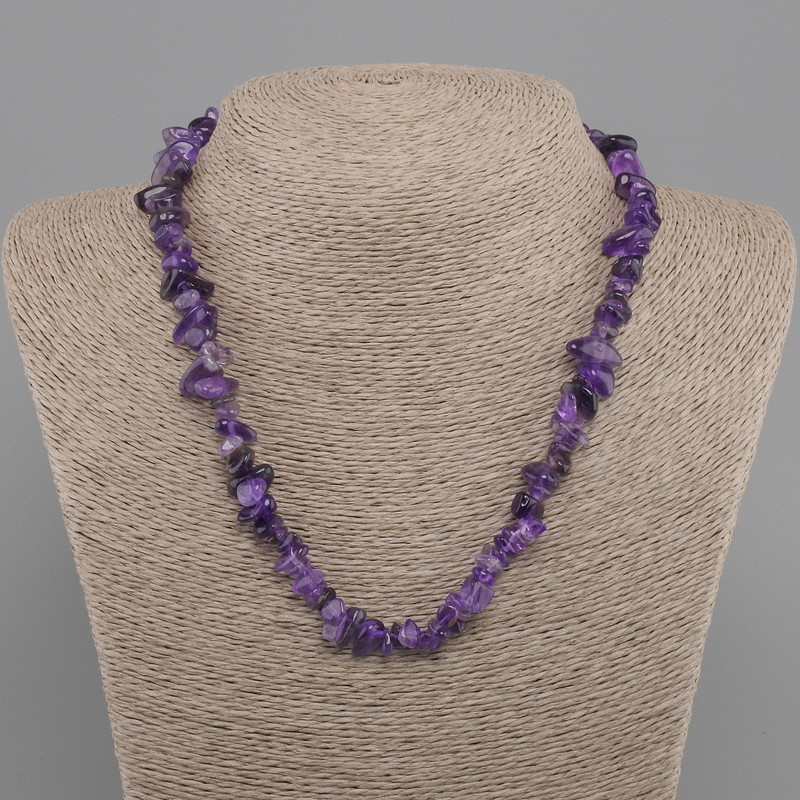Amethyst Chip Necklace, bead size 7-16×4-7 mm, length 45 cm with 5 cm extender chain