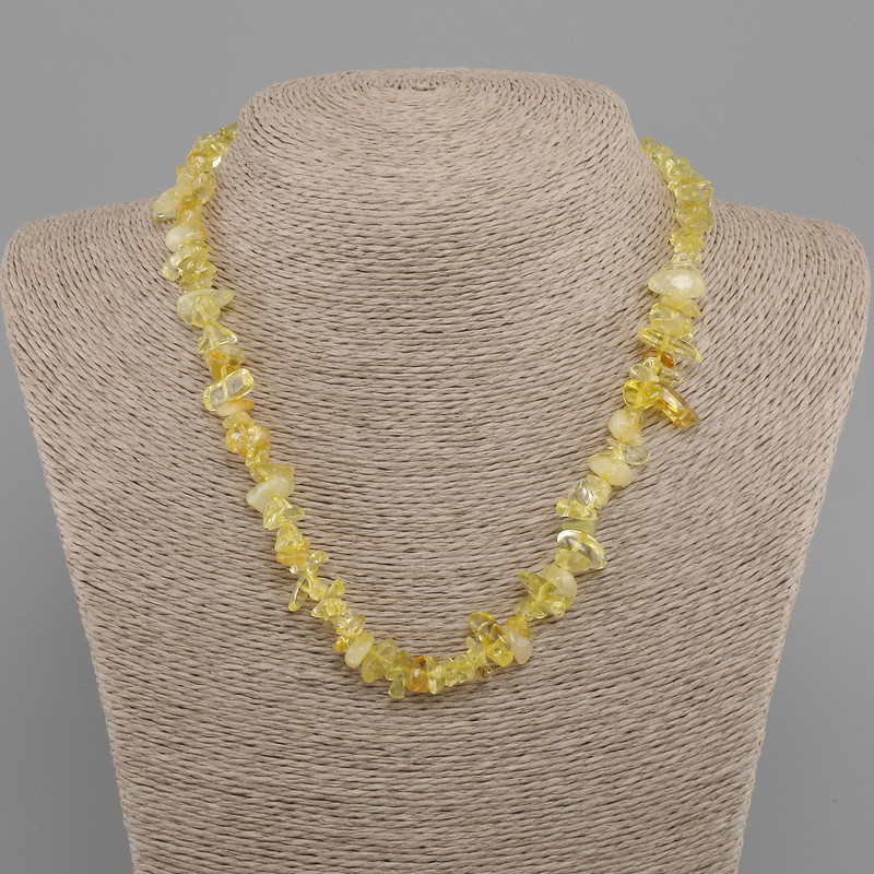 Citrine chips necklace, diameter 6-15×3-7 mm, length 45 cm +5 cm extender chain