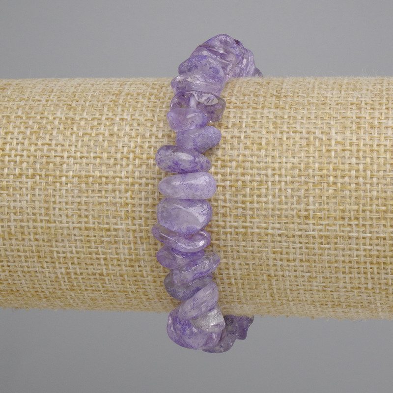 Amethyst chip bracelet, 9-15×4-6 mm, length 18 cm, stretch
