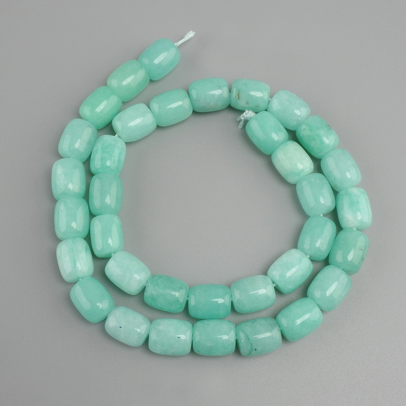 Aquamarine barrel beads, diameter 11×10–10.5 mm, length 37 cm+