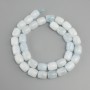 Aquamarine barrel beads, diameter 10 mm, 5-11×9 mm, strand length 38 cm ±