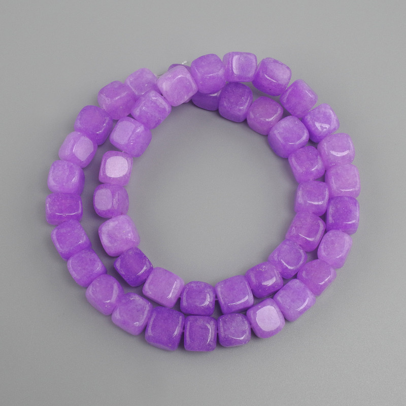 Beads Lavender Amethyst Cube, diameter 7–8 mm, length about 38 cm