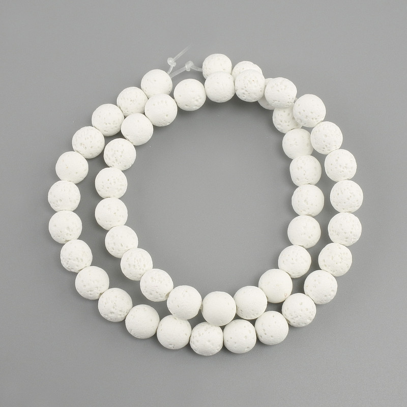 Lava beads, smooth ball, diameter 8 mm ±, length 38 cm ±