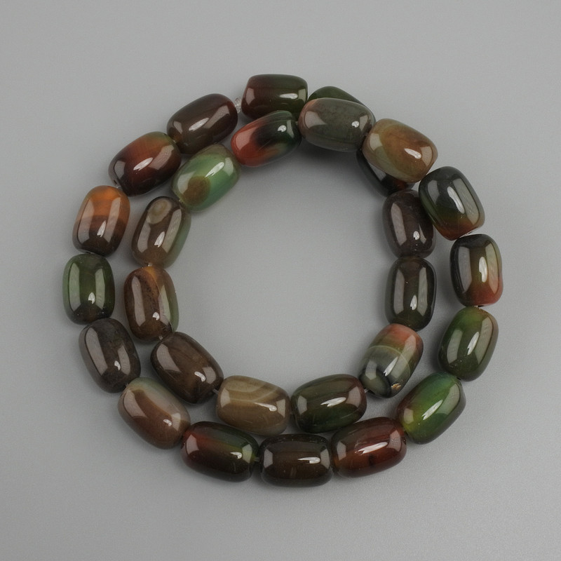 Agate barrel beads, 14x10 mm, approx. 39 cm on thread