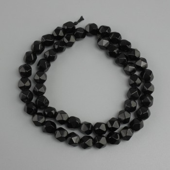 Black Onyx Faceted Beads, 7x7 mm, approx. 36 cm length
