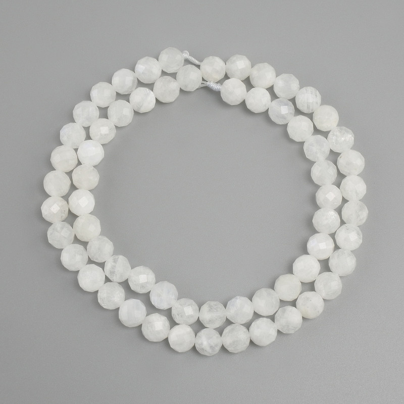 Adularia beads, faceted round, 6 mm diameter, length 38 cm ±