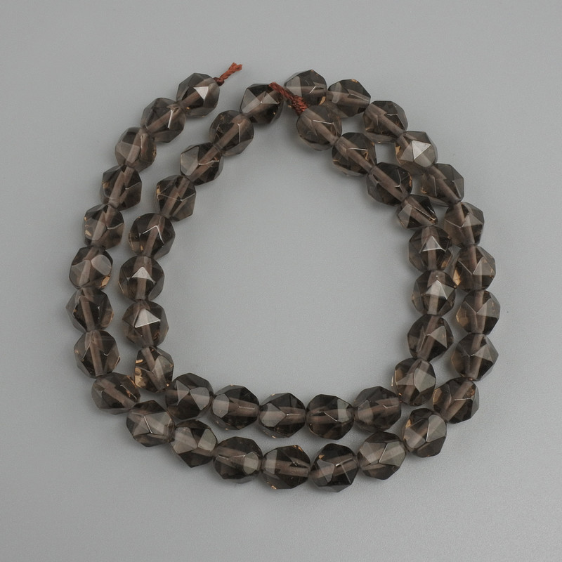 Smoky Quartz Beads, Faceted, 8 x 7.5 mm, length 38 cm