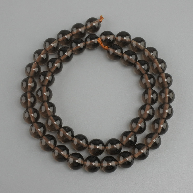 Smoky Quartz Beads, smooth round bead, 8.5 mm diameter, 38 cm length
