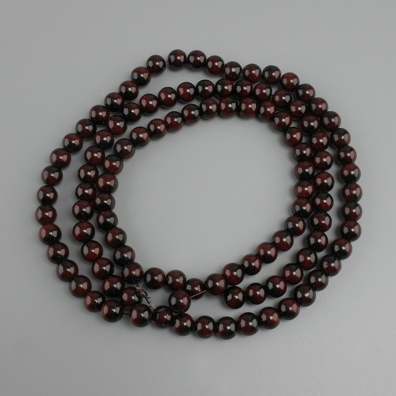 Red Tiger's Eye Beads (single) smooth round beads, 8 mm diameter ±, 80 cm length ± on thread