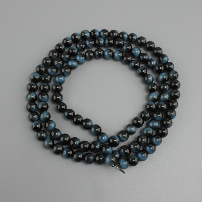 Tiger's Eye Beads (Single) Smooth Round Bead, 8 mm Diameter, Strand Length Approx. 80 cm on Beading Thread