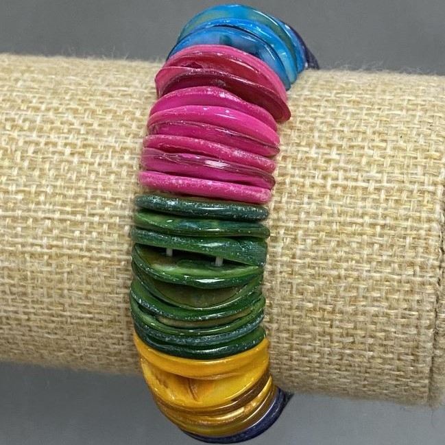 Mother-of-Pearl Bracelet, 18 cm Length, Stretch