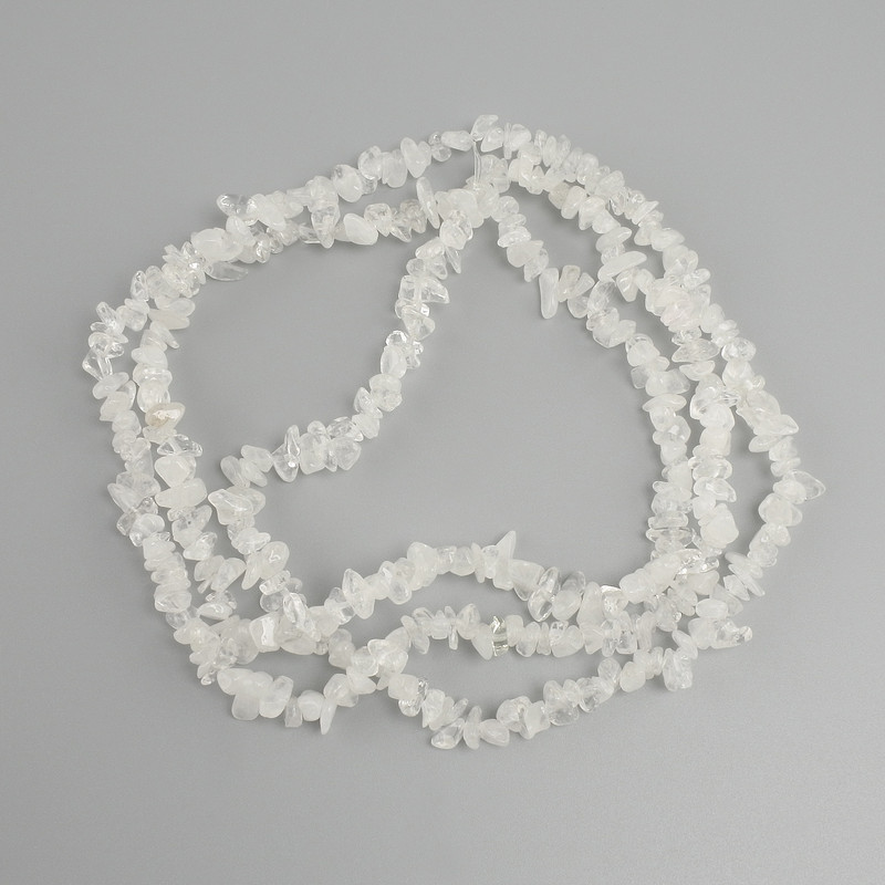 Rock Crystal Chip Beads, diameter 5-9×2-3 mm, strung on monofilament about 78 cm long