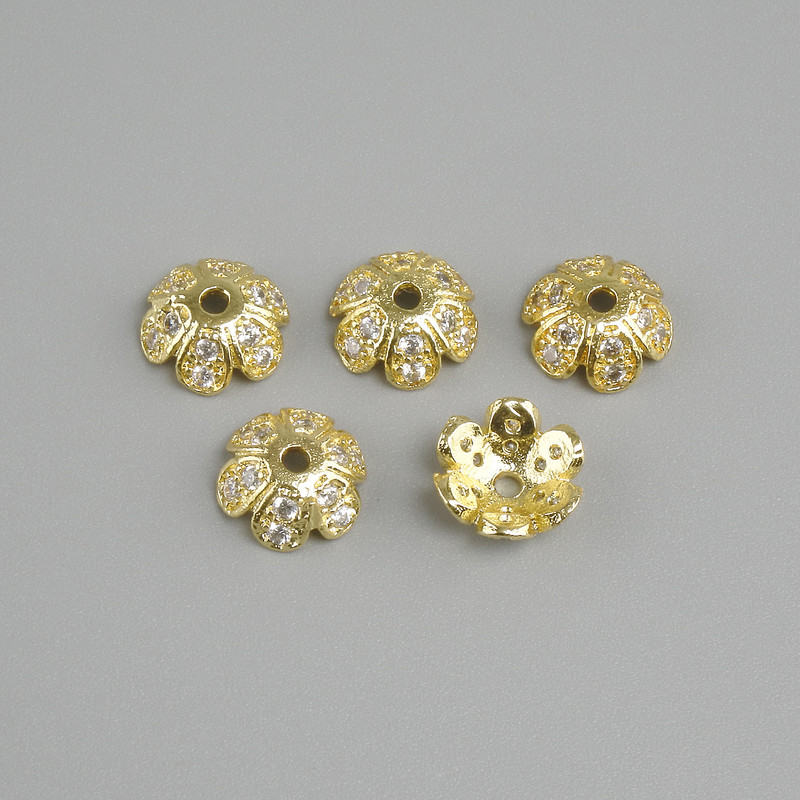 Golden end cap findings, size 7.5×1.5 mm, hole diameter 1.1 mm ±