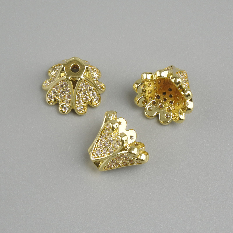 Price per 1 pc. End cap findings, diameter 12×8 mm ± hole diameter 1.3 mm ± gold-colored metal