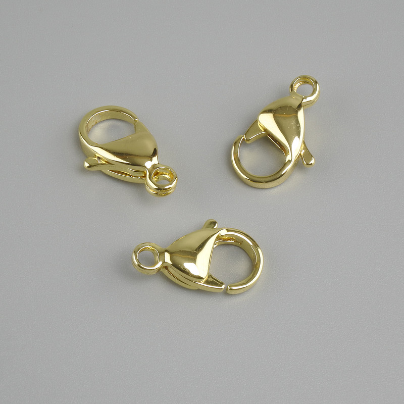 Price per piece. Carabiner clasp, 12x6 mm, gold-tone