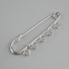 Brooch base with pin 50x12mm ± silver-tone metal
