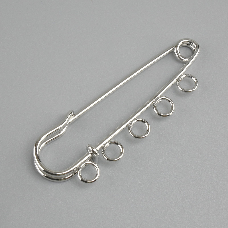 Brooch base with pin 50x12mm ± silver-tone metal