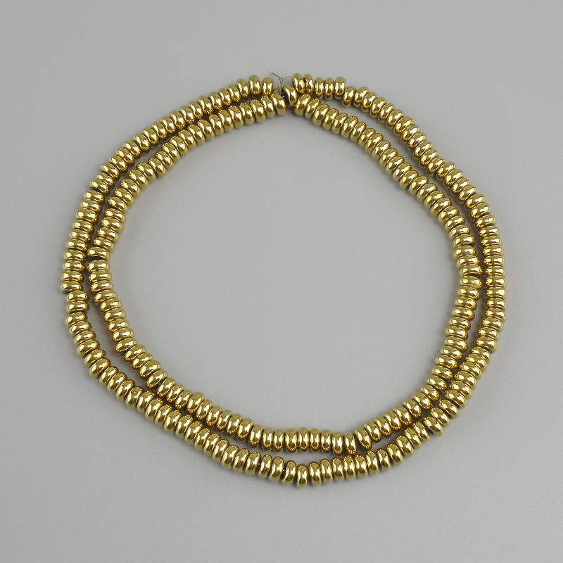 Hematite Rondelle Beads, 4x2 mm, Gold Color, Length 40 cm+