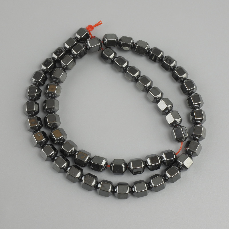 Faceted Hematite Beads, Diameter 8×6 mm, 5 mm ±, Length 40 cm ±
