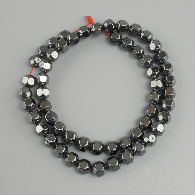 Hematite Beads, Faceted, diameter 7×6.5 mm, 5 mm ±, length 41 cm ±