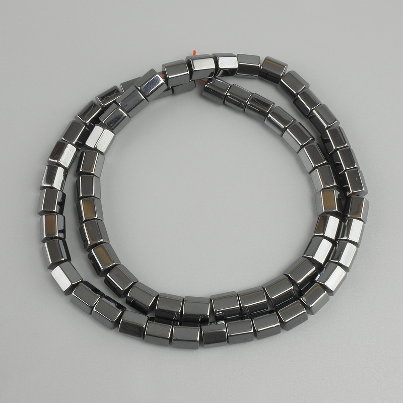 Hematite Beads Faceted Hexagonal Cylinder, Diameter 6×6 mm, Length 40m±