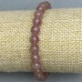 Strawberry Quartz Bracelet, Smooth Beads, 7 mm Diameter, 18 cm Length, Elastic