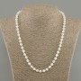 Mother-of-Pearl Necklace with Smooth Beads, 6 mm Diameter, 50 cm Length ± with Clasp