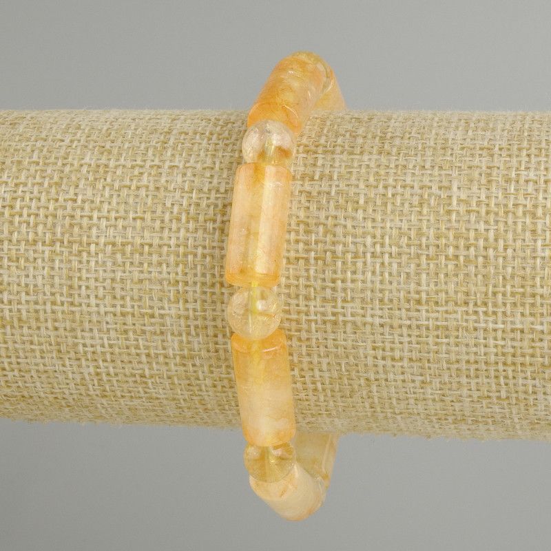 Citrine Cylinder Bracelet, 18x8 mm diameter, 18 cm length, elastic