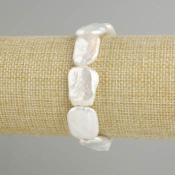 Baroque Pearl Bracelet on Stretch Cord, diameter 18-21×13 mm, 5-16 mm ±, length 18 cm ±
