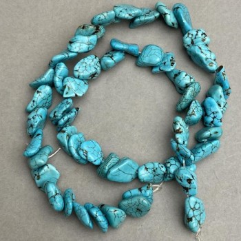 Beads Howlite dyed like Turquoise tumbled stone 14-16x9-11mm+-, length 40cm+- on a thread