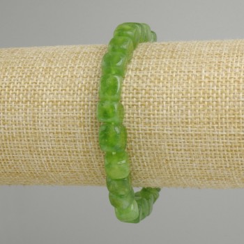 Chrysolite Cube Bracelet, cubes 8-10×8 mm, 18 cm length, stretch