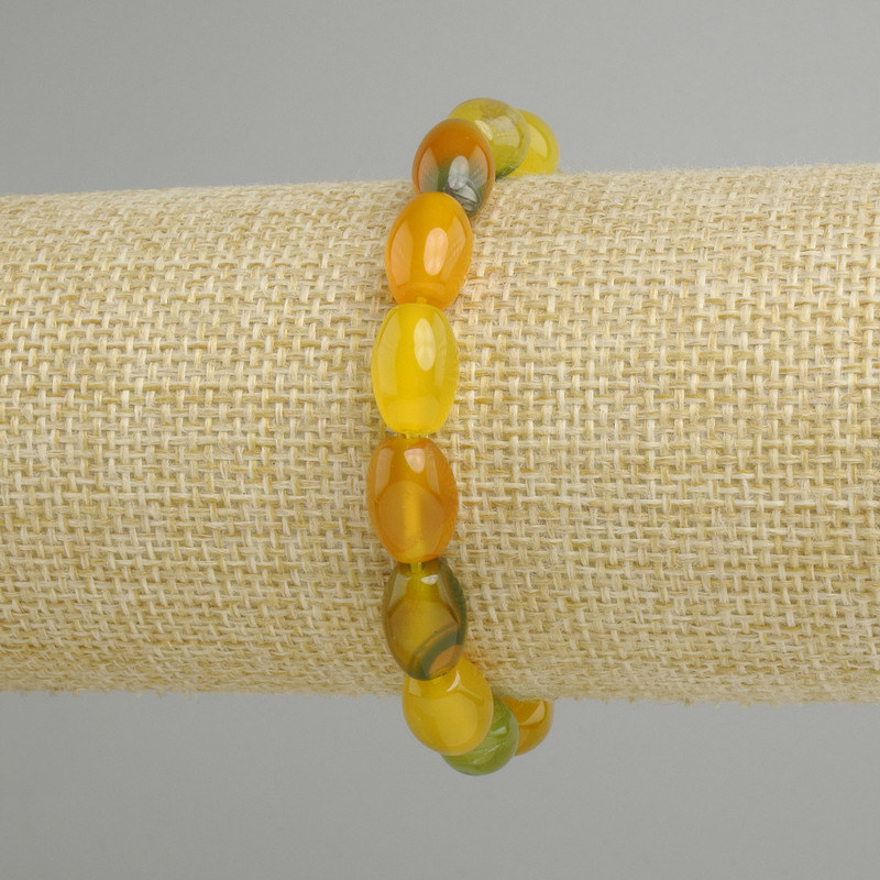 Bracelet Agate Grain, diameter 12x8 mm, length 18 cm, stretch bracelet