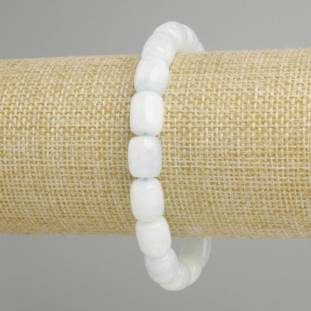 Aquamarine barrel bracelet, 11×8 mm, 5 mm ±, length 18 cm, stretch