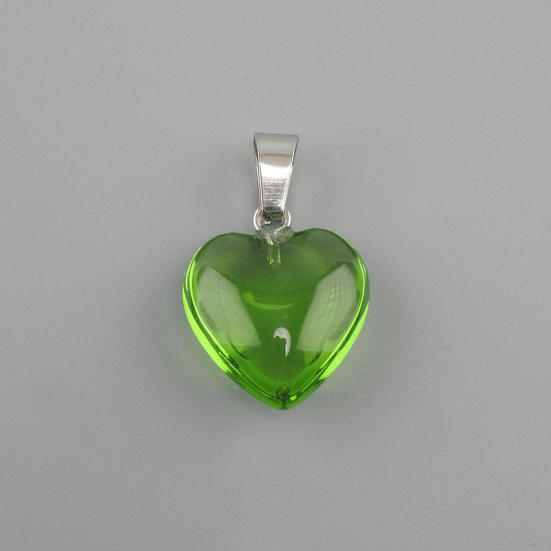 Heart Pendant in tinted glass 16x16x25mm+