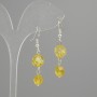 Citrine Earrings, Faceted, 7×7 mm ± and 9×8 mm ±, length 43 mm ±, silver-tone metal