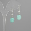 Earrings Amazonite Barrel 11×9 mm ±, length 30 mm ±, silver-tone metal