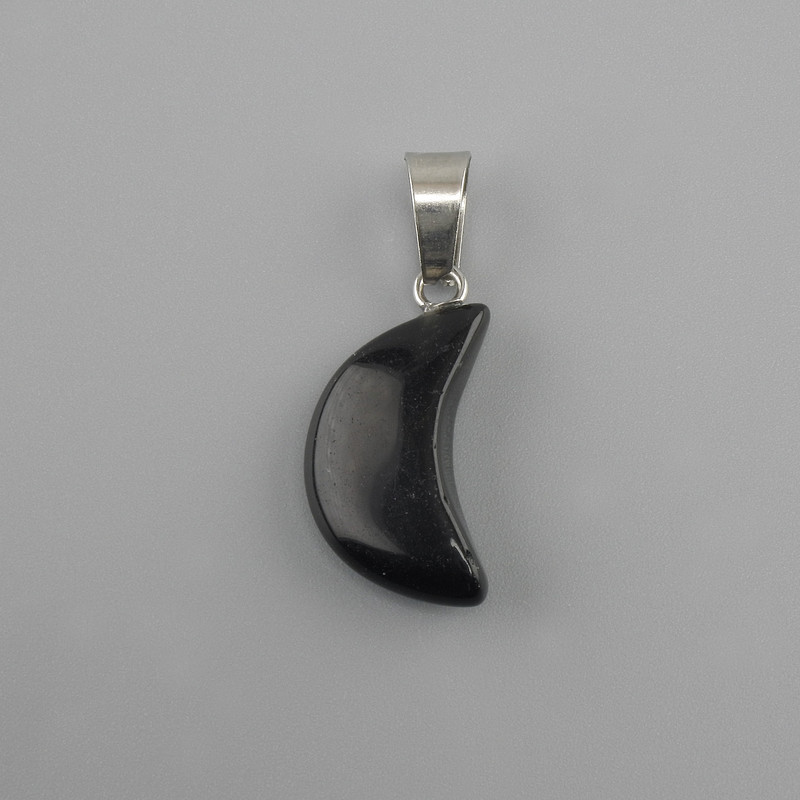 Pendant Moon Black Agate 11×18×5×28 mm+