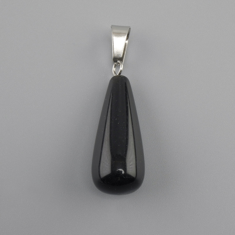 Drop Pendant Black Agate 10x26x36 mm+
