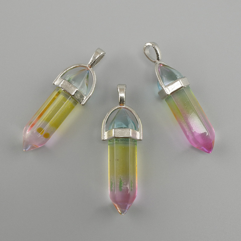 Pendant Hexagonal tinted glass 8x31x41 mm+