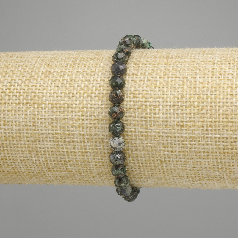 Seraphinite Faceted Ball Bracelet, 6mm diameter, 18cm length, stretch