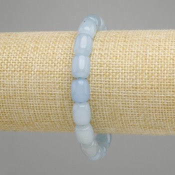 Aquamarine Barrel Bracelet, diameter 10, 5-11×9 mm +-, length 18 cm +- stretch